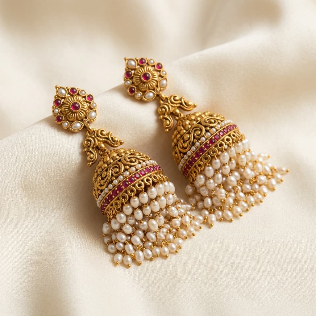 Pearl Jhumka Earrings